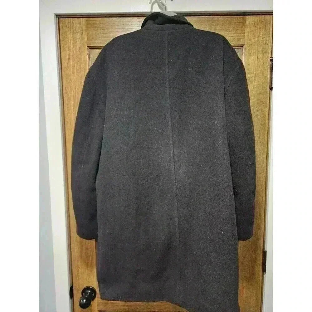 Ralph Lauren Cashmere Wool Overcoat Mens Black 42R Button Sport Trench Long Coat - Picture 3 of 8